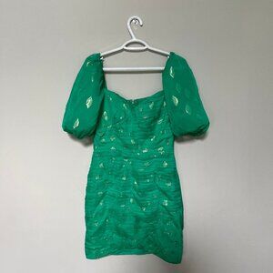 Shoshanna green mini dress with gold detailing